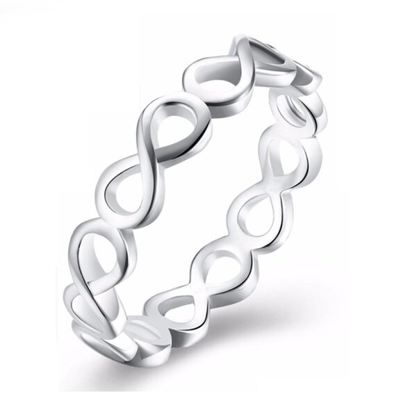 💥  Classic Design 925 Silver Plated Infinity Band Ring, FB16FA1143 - Picture 1 of 5